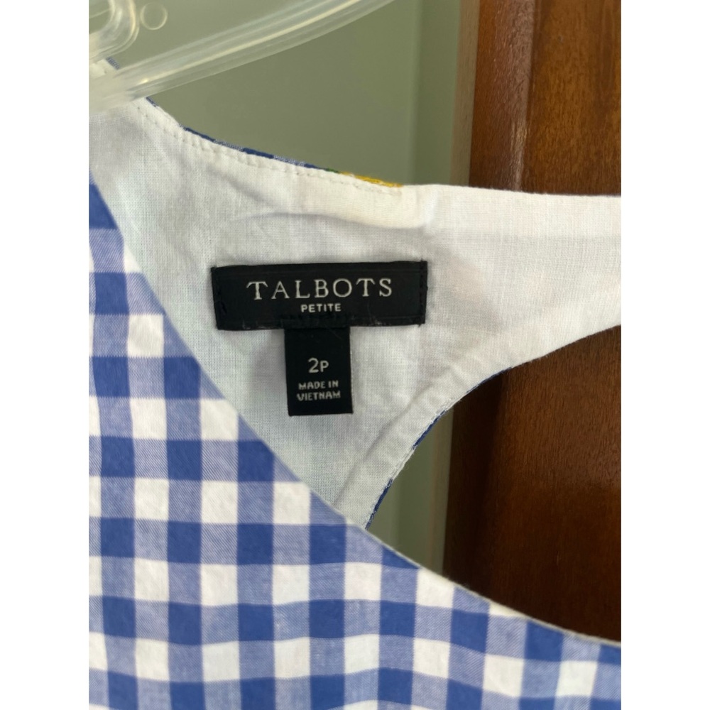 Talbots Blue Gingham Dress with Lemon Print - Picture 5 of 6